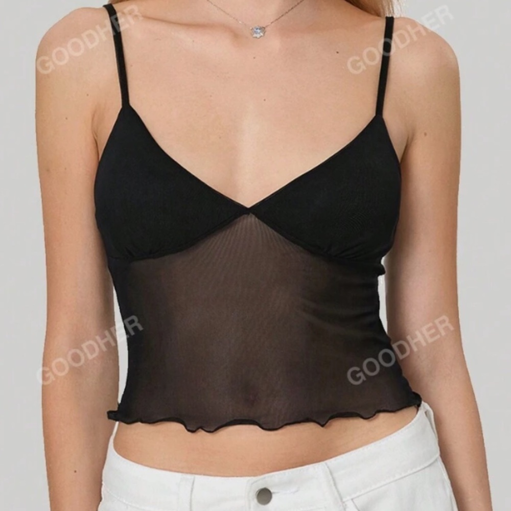 Black Mesh Tank Top